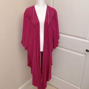 Torrid open front Ruana shawl kimono Cover up Womens Sz 3/4 Oversized embroidery